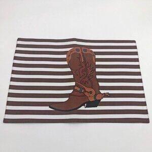 Cowboy Boot and Stripes Printed Placemat 13x19 inches
